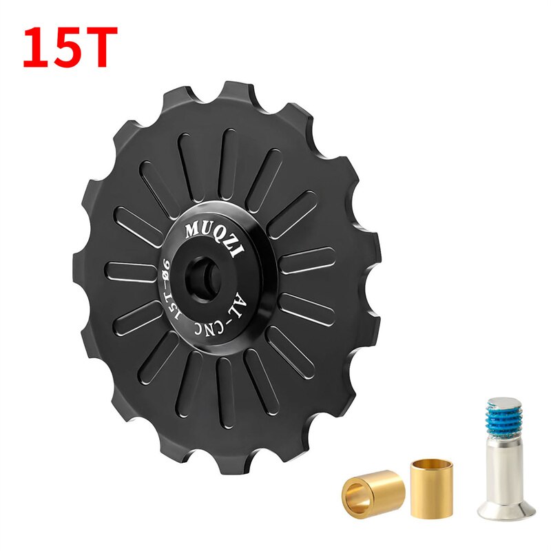 MUQZI 11/12/13/14/15/16/17T Rear Derailleur Jockey Wheel Ceramic Pulley MTB Pulleys Road Bike Ceramics Bearing Guide Wheel: 15T Black