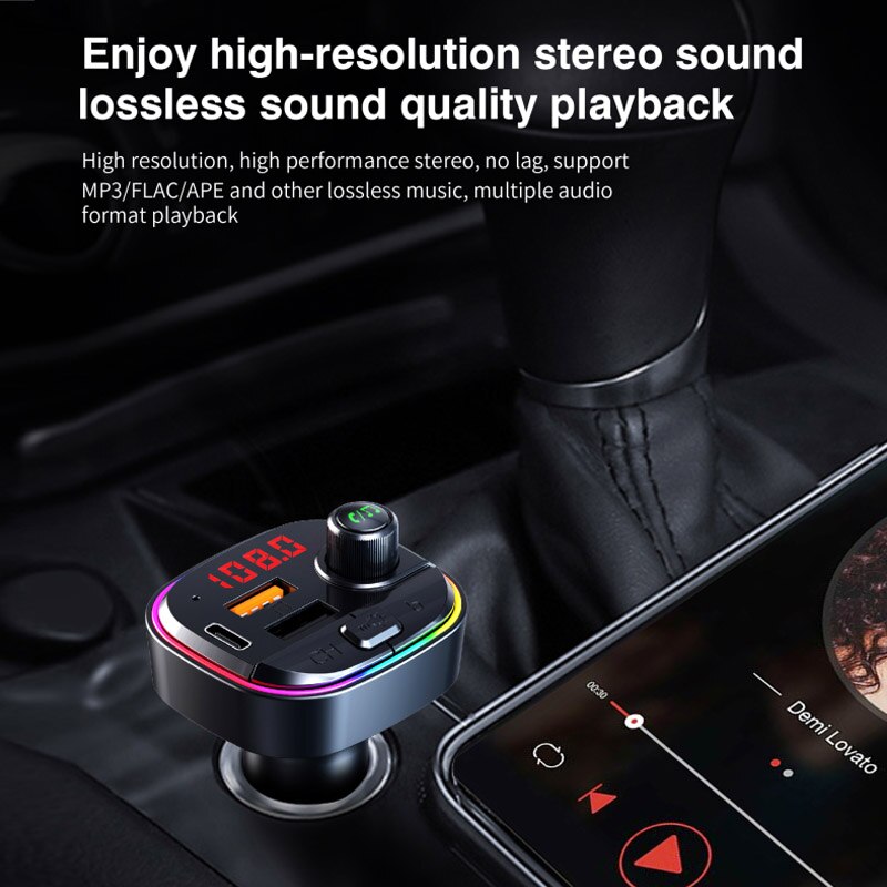 Bluetooth 5.0 Handsfree Car Kit Fm-zender Auto MP3 Speler Met PD18W QC3.0 Quick Dual Usb Charge Ondersteuning U Disk afspelen
