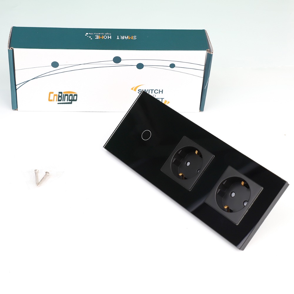 Wall Electrical Socket with Switch EU Standard 1/2/3Gang 1Way Light Switches Sensor and Single Double Power Sockets Outlets