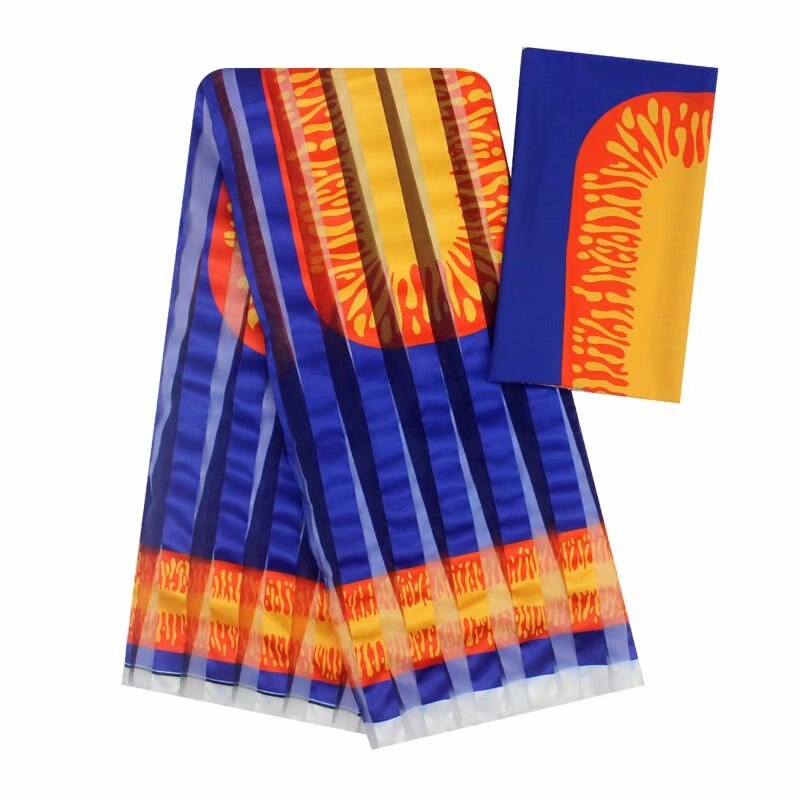 YBG! Tissu africain en soie imitation , tissu africain, tissus ankara nigérians, cire africaine, ! J72615: Orange