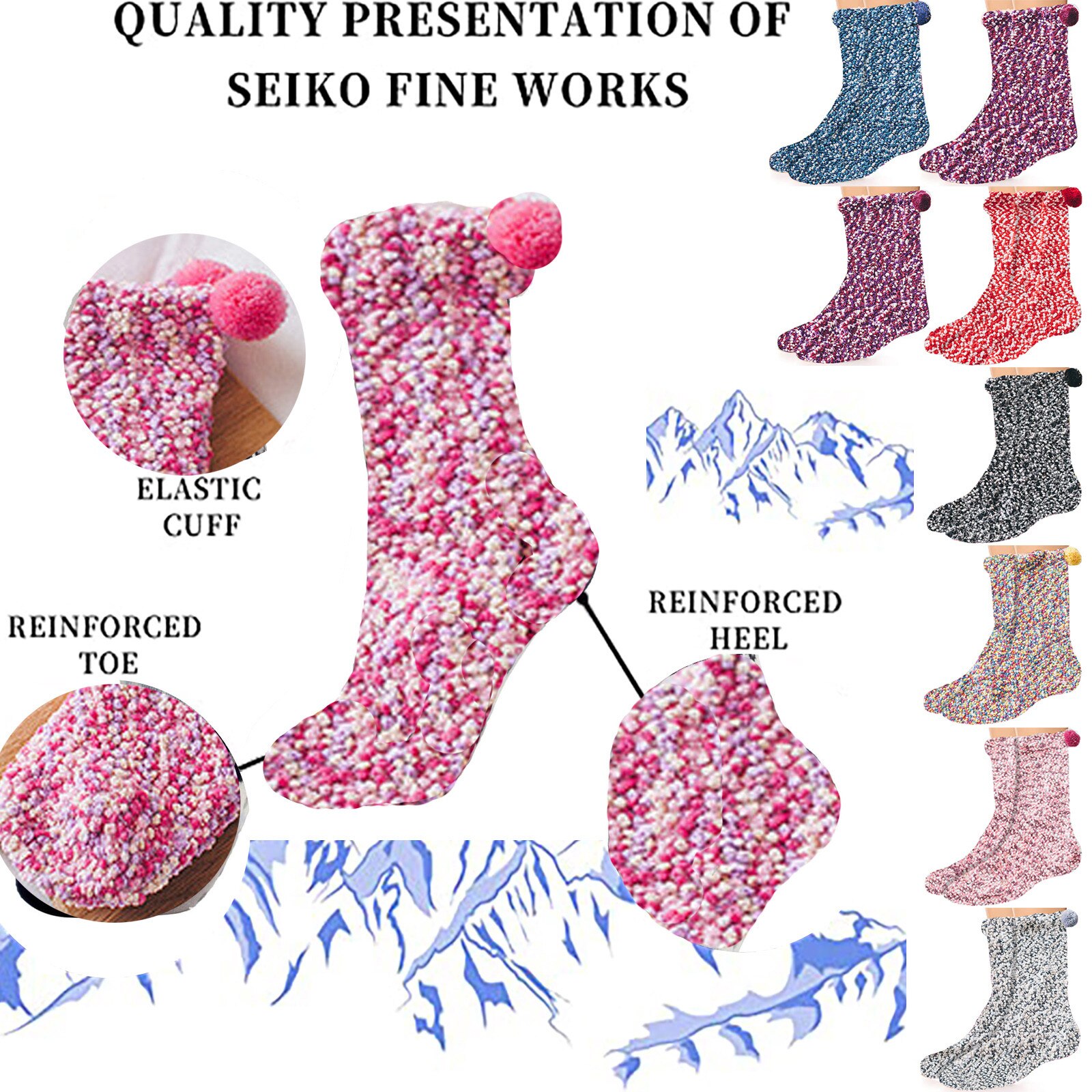 Women's Cake Socks Coral Velvet Cake Floor Socks Sleeping Socks Christmas Women Girls Thicken Bed Sleeping Socks Fluffy Warm