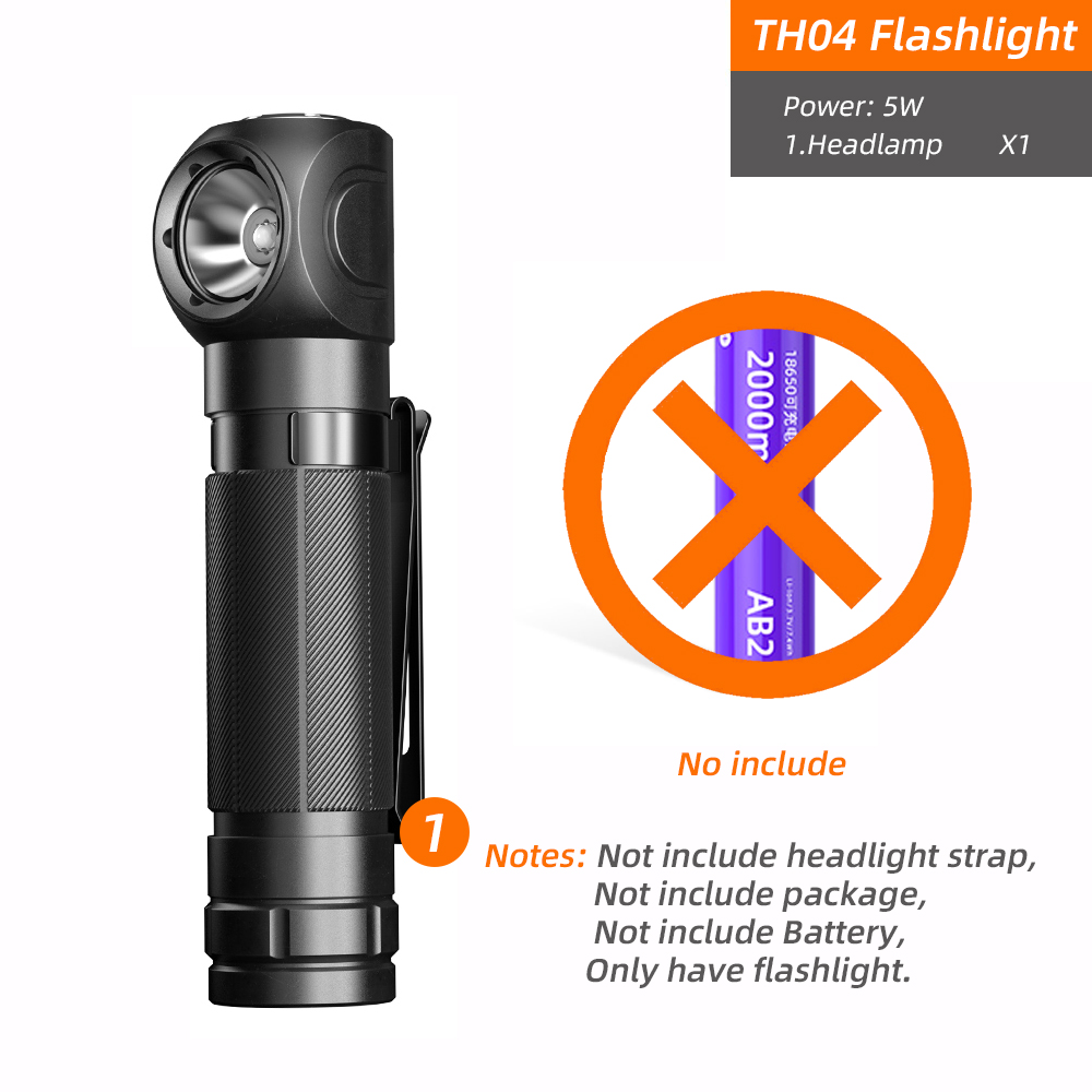 Superfire  th04 kraftfuld led-pandelampe usb-c genopladelig 90 ° hovedlommelygte 18650 batterier edc-lommelygte udendørs campinglanterne: Blå