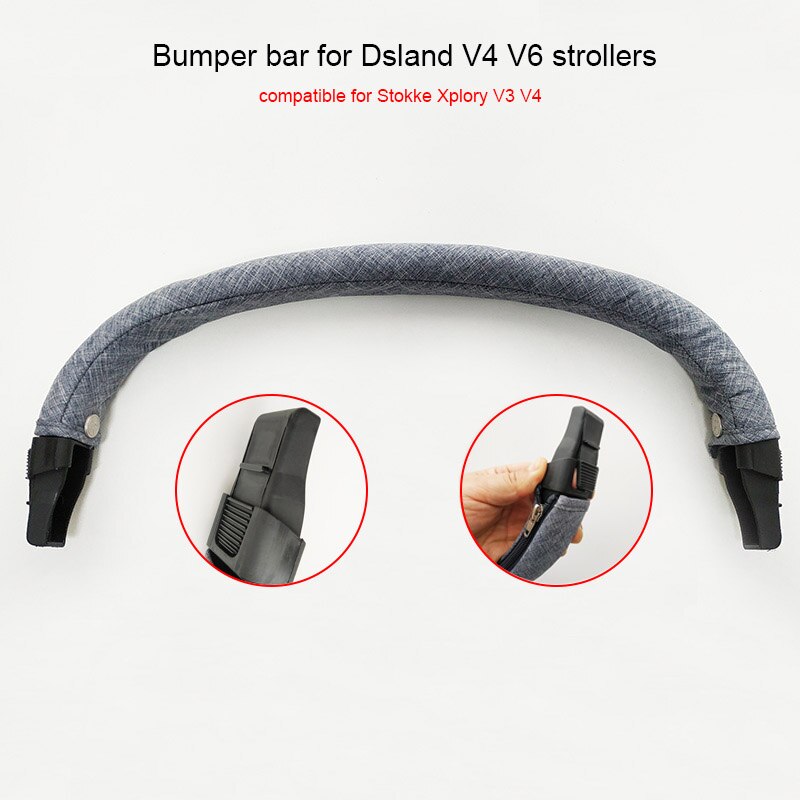 Barra de parachoques para cochecito Compatible con Stokke Xplory V3 V4 Dsland Series, reposabrazos, barra de seguridad, pasamanos, Accesorios para Carro: V3V4 armrest-gray