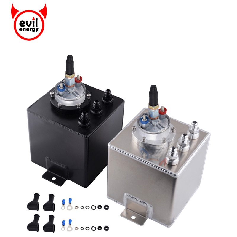 evil energy 2L Fuel Surge Tank Aluminum Alloy Fuel Surge Tank With 1Pcs 044 Fuel Pump Oil Catch Black Silver Fuel Supply System