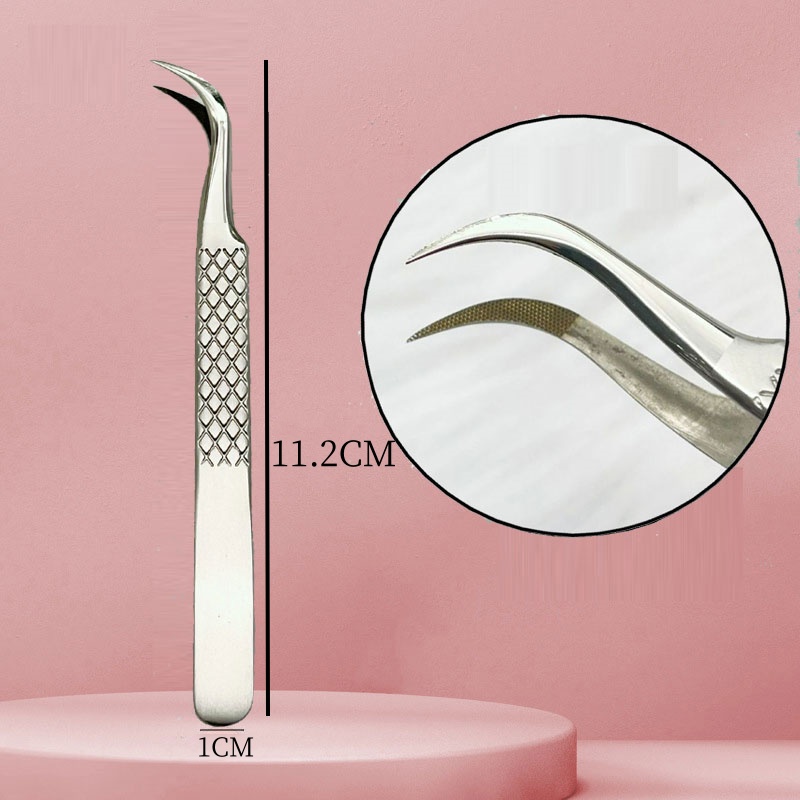 Pinzas para pestañas postizas con punta de fibra nanométrica para extensión de pestañas, Mega volumen, punta cerrada perfecta, aislamiento de bota, herramientas de maquillaje para artistas: Blanco