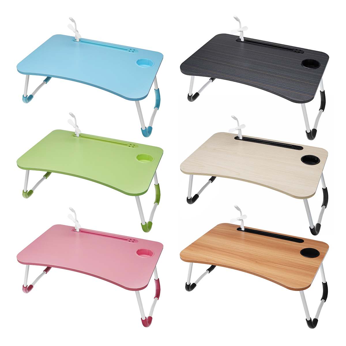 For Russian Folding Laptop Stand Holder Study Table Lamp Usb Fan Desk Wooden Computer Desk for Bed Sofa Tea Serving Table