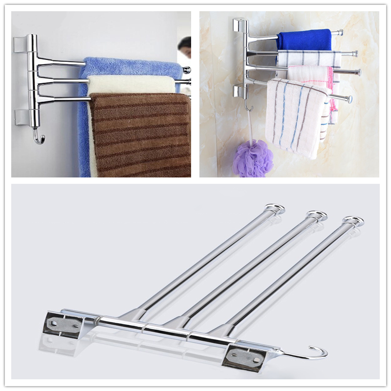 Swivel Towel Rack Stainless Steel Heavy Duty Wall Mounted Towel Shelf Towel Holder Towel Rack for Hotel Bathroom Home