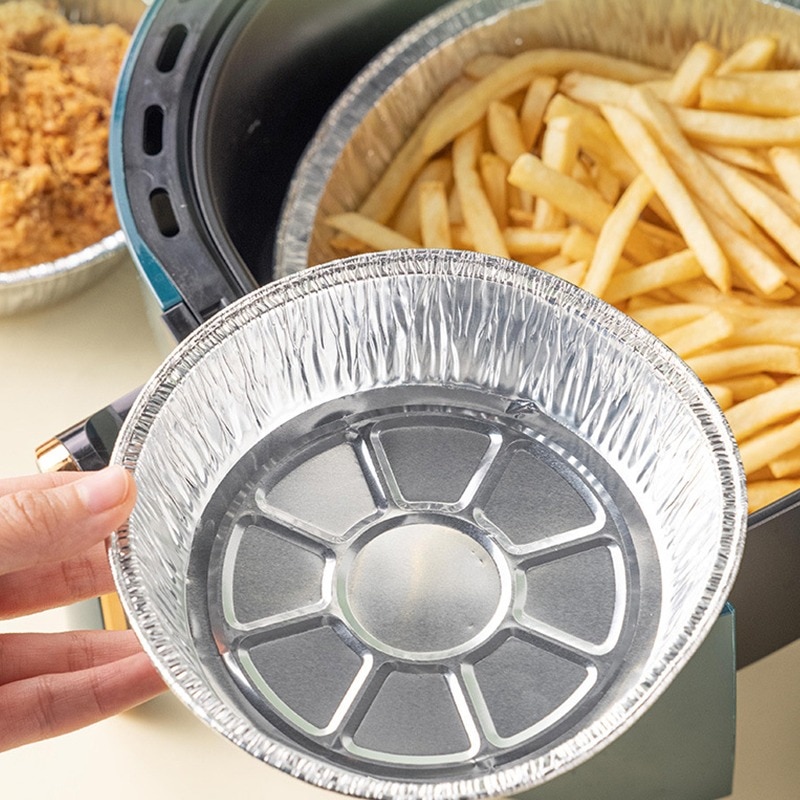 50 stk olietæt aluminiumsfolie blikboks airfryer engangspapir liner non-stick dampkurv køkkenværktøj grill dryp pande bakke
