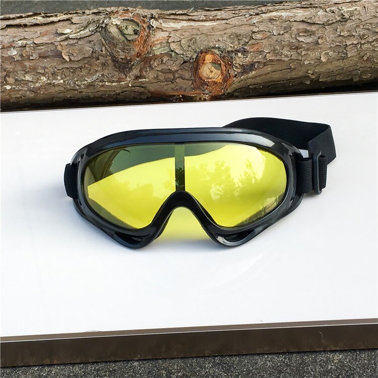 1 pz inverno antivento occhiali da sci occhiali sport all&#39;aria aperta cs occhiali occhiali da sci UV400 antipolvere Moto occhiali da ciclismo: Black Yellow