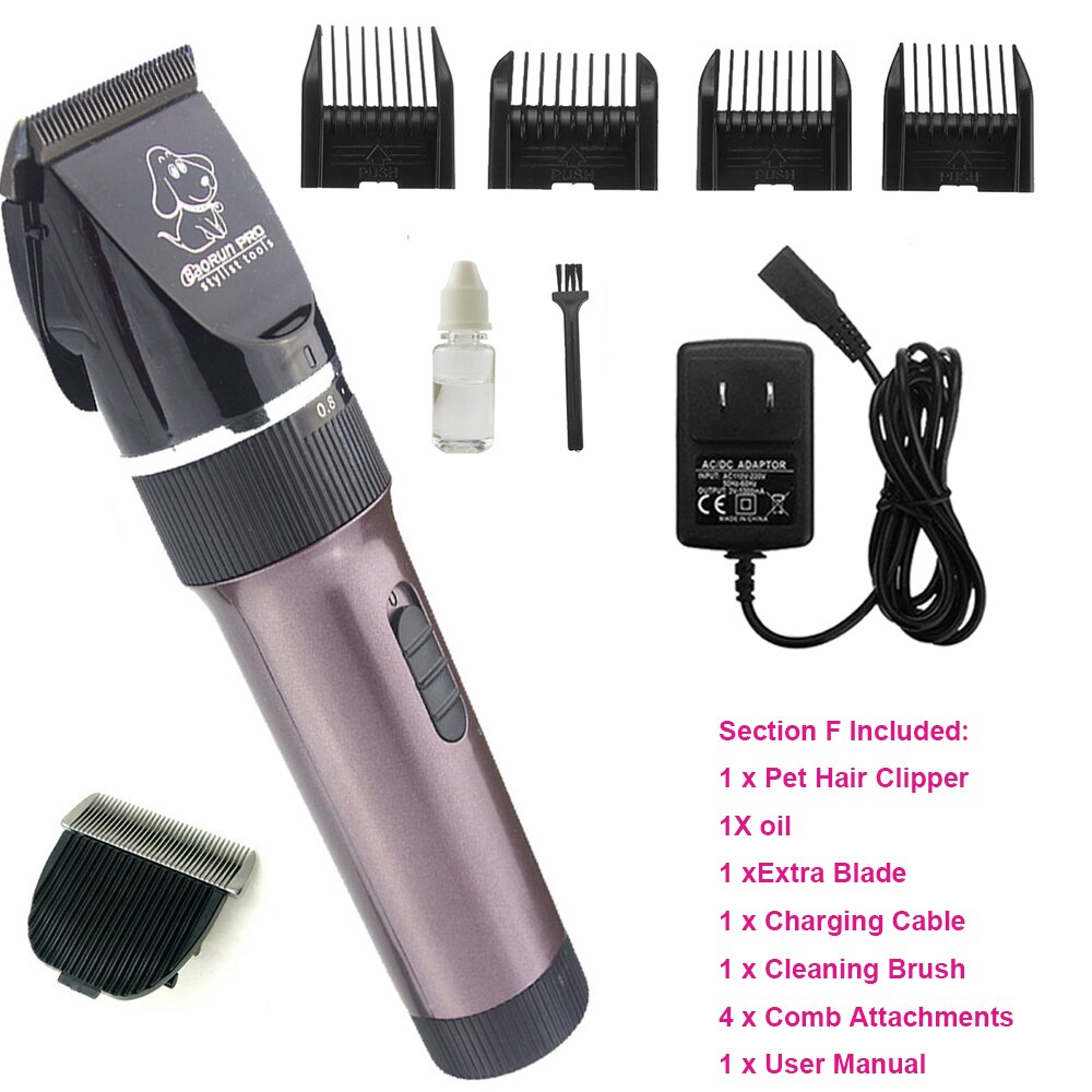 Pet Hair Trimmer Electric Rechargeable Cat Clipper Grooming Cutters Powerful Shaver Machine For Animal 110-240V: Brown B