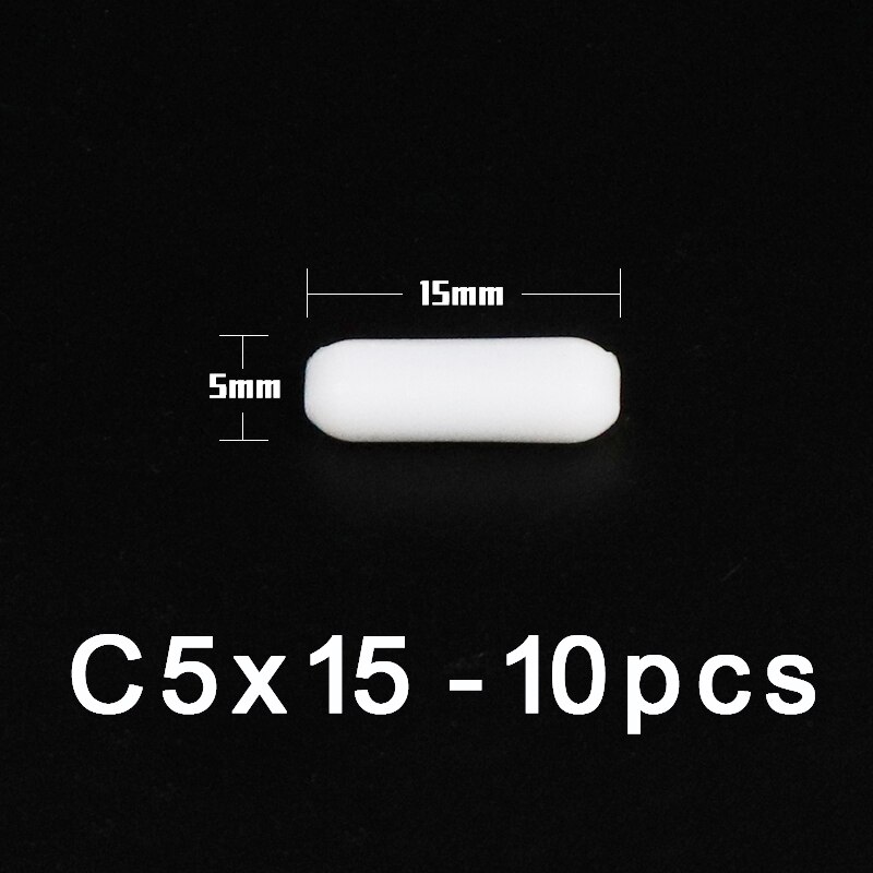 PTFE Magnet Rührer Rühren Bar Zylindrischen Typ-C Magneton Rühren Rührgerät Weiß Dreh Riegel, mehrere Größen Für Wahl, 10 stücke: C5x15mm-10Stck