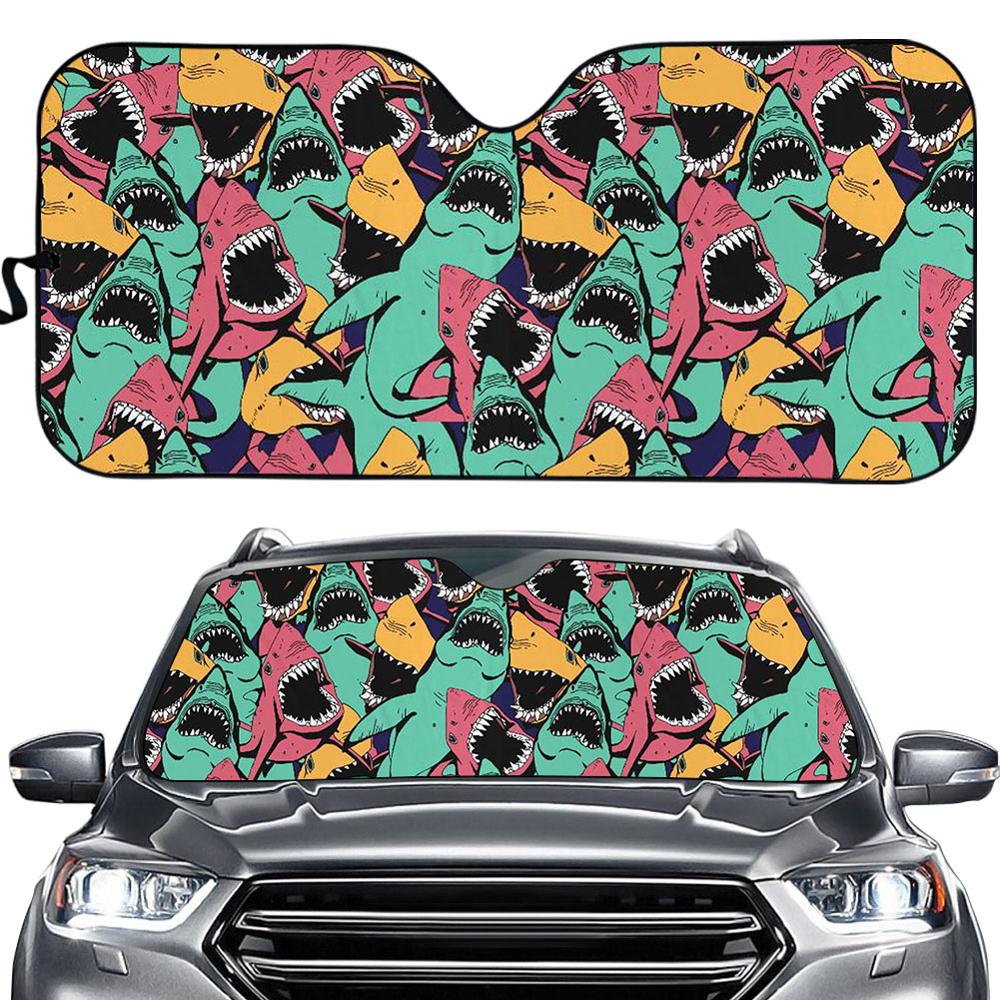 Cartoon dinosaurus hoes universele pasvorm auto zonnescherm auto raam blind blokkeert schittering van de zon/uv/hitte houdt uw auto koel blokkerker: Bbd 0096hc.