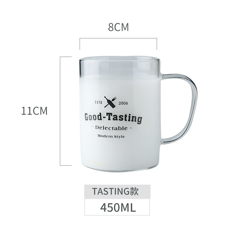 450ML Large Heat-resistant Borosilicate glass Mug Cup Beer Coffee Tea Milk Breakfast Mug Transparent Drink: Purple 