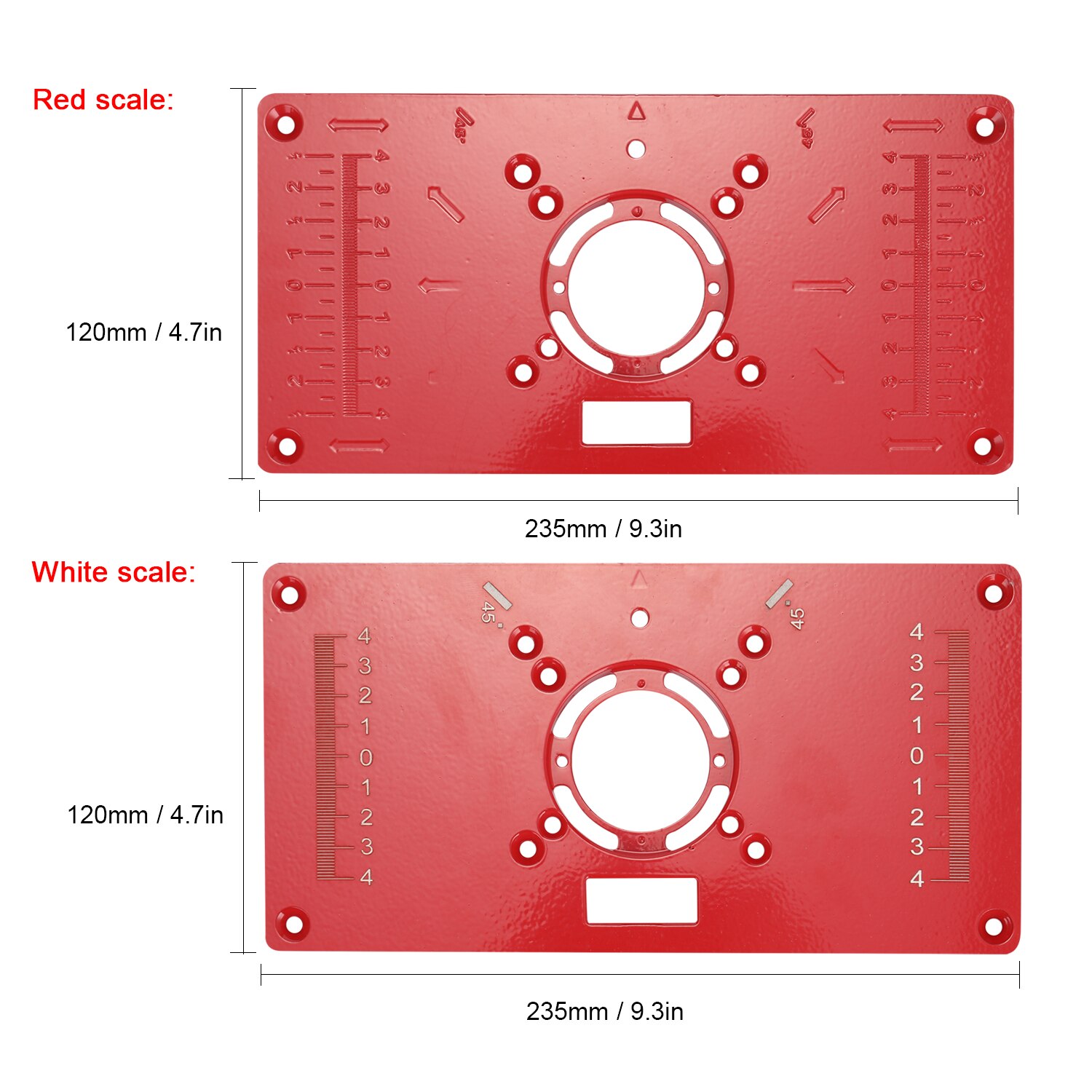 Fresebord innleggsplate trebearbeiding benker aluminiumsfreser trimmer med 4 ringer verktøy trebearbeiding gravering flip board