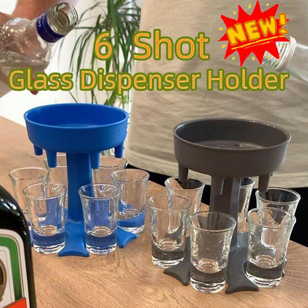 6 Shot Glass Dispenser Holder Caddy Liquor Dispenser Portable Dispenser Party Bar Accessory Drinking Games Glass Dispenser