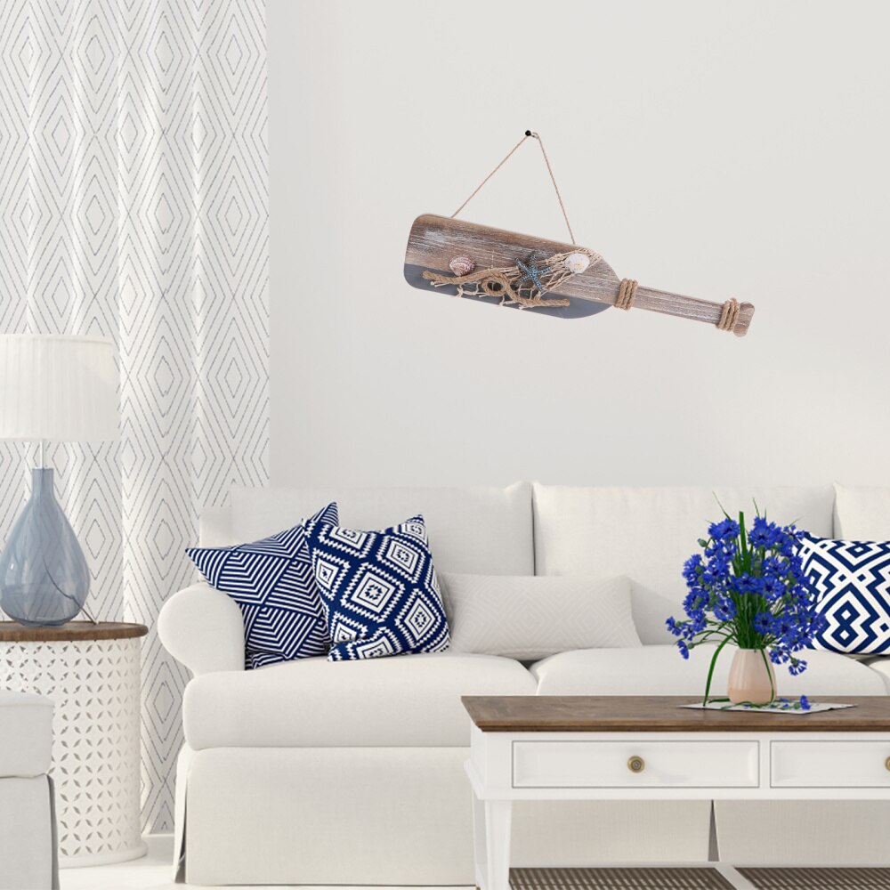 Mediterranean Style Wooden Oar Hanging Decor Retro Hanging Pendant for Home