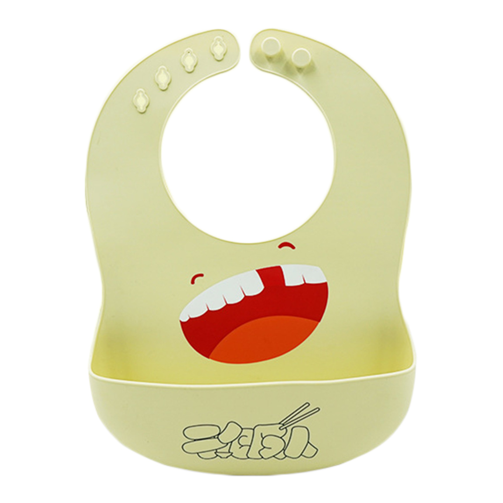 Beveiliging Cartoon Print Baby Slabbetjes Jongens Meisjes Bib Waterdicht Zachte Siliconen Kinderen Burp Doek Kinderen Feeding Bib Met Pocket: Yellow