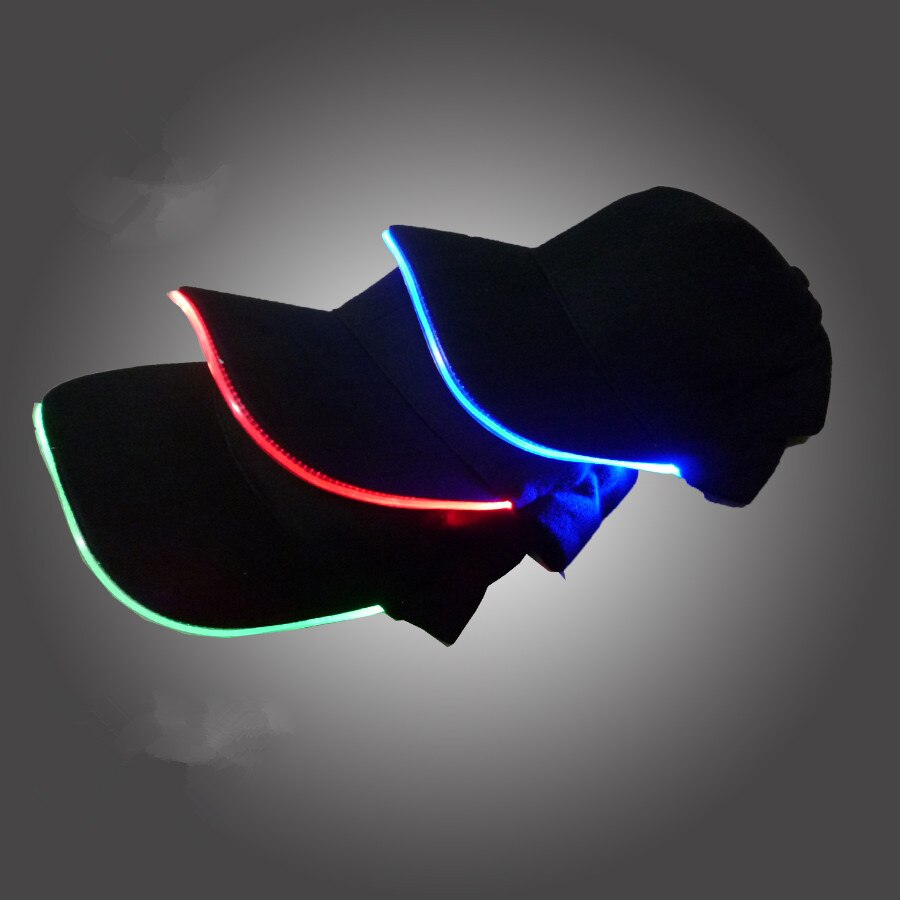 Justerbar farge led hodelykt cap led light cap baseball caps sceneytelse for unisex flash cap med batterilokk rødgrønn