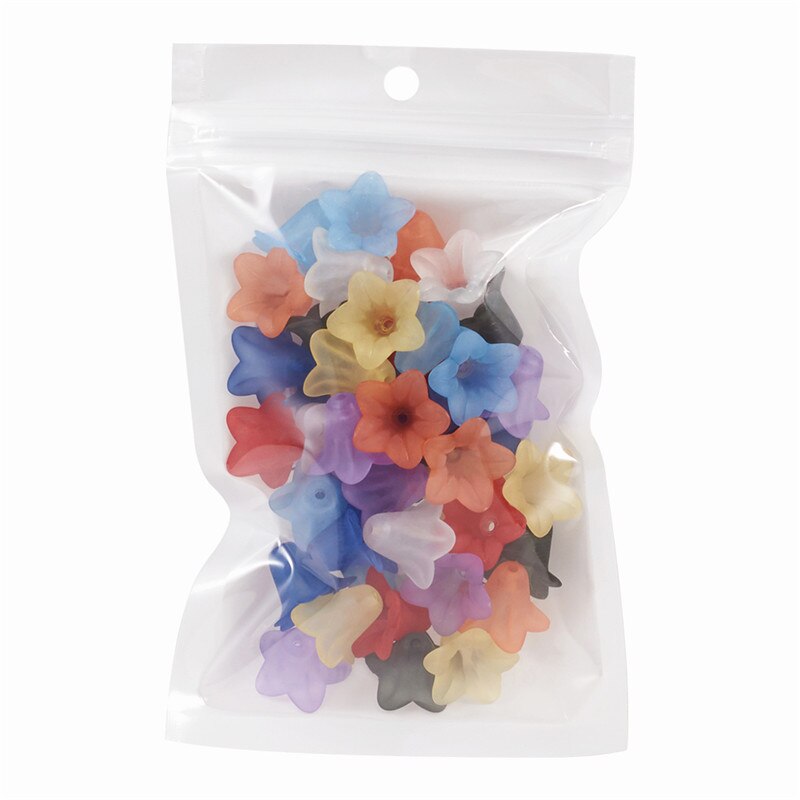 50pcs Transparent Acrylic Flower Beads Spacer Bead Cap Frosted for Jewelry Making DIY Bracelet Necklace Supplies 16x12mm
