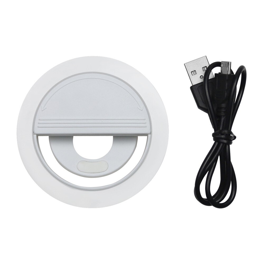 Sf -002 mobiltelefon selfie flash ring lys linse skønhedsfyld lys lampe bærbar klips til fotokamera til mobiltelefon smartphone: Hvid