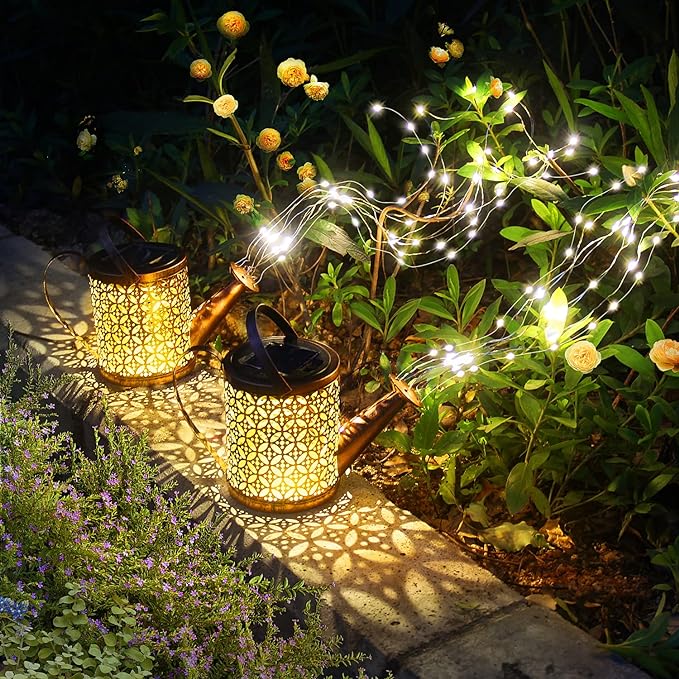 Luces LED solares para regadera, luces de cascada solares, luces decorativas para Sendero, césped, Patio