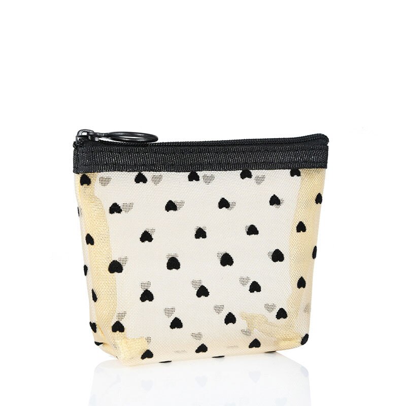 Donne Sacchetto Cosmetico Nero Trasparente Borse Da Toilette Viaggi di Trucco Dell'organizzatore dei Sacchetti Della Cassa Del Sacchetto di Stampa Del Cuore Borsa Della Signora di Nuovo Stile: beige small triangle