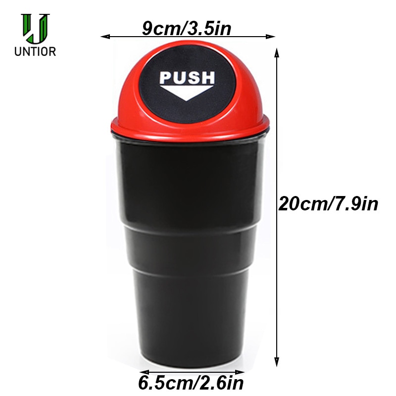 UNTIOR Plastic Car Trash Bin Rubbish Bucket Holder Mini Paper Dustbin Automobiles Garbage Storage Box Waste Bin Car Trash Can
