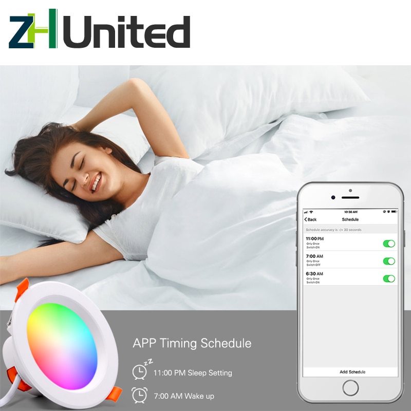 Ledet downlight wifi smart app dimming rundt søkelyset 5w 7w 9w rgb fargeskiftende varmt kjølig lys arbeid med alexa google hjem