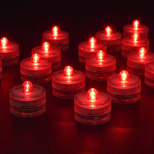 Photophore LED étanche, Simulation de bougie, Submersible, décor de fête de mariage, noël, 12 pièces/lot: Rouge / Round shape