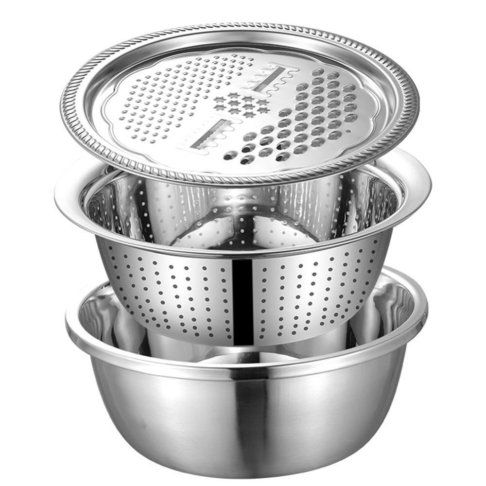 3 stk / sæt rivejern si filter bassin vaskeskål sæt grøntsagsskærer rustfrit stål køkkenredskab til æltedej salat tq: Default Title