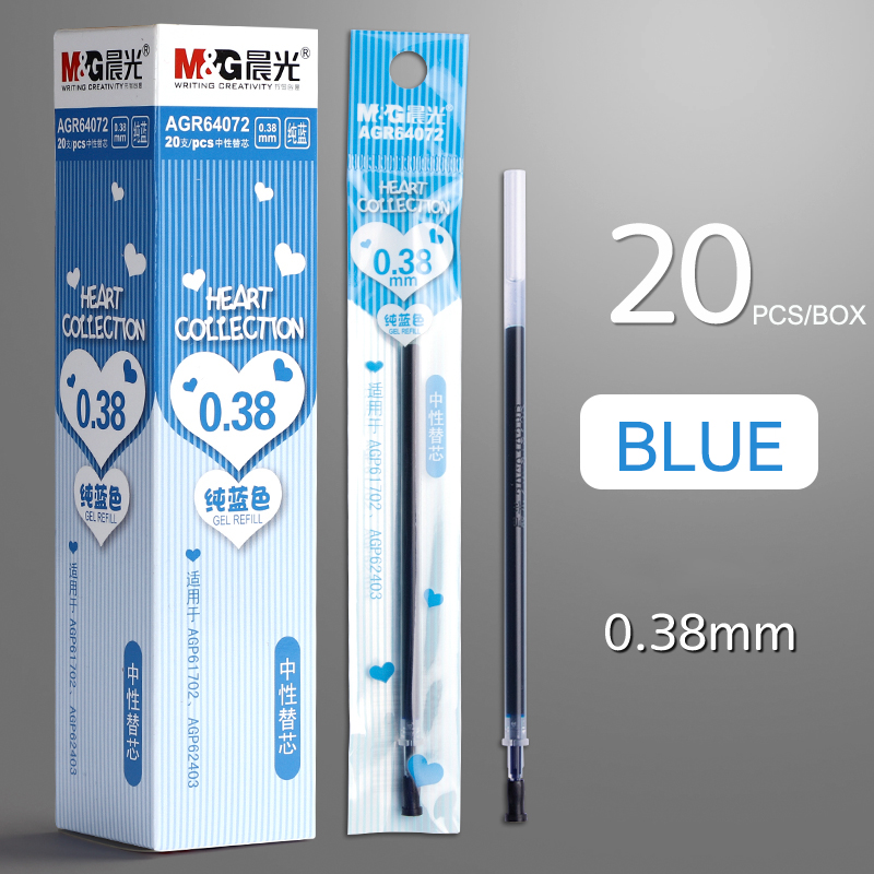M & G – stylo Gel à pointe Ultra Fine, 0.28mm/0.35mm/0.38mm, 12 pièces/boîte, recharge d'encre, noir, bleu, rouge, fournitures de papeterie scolaires et de bureau: Rose