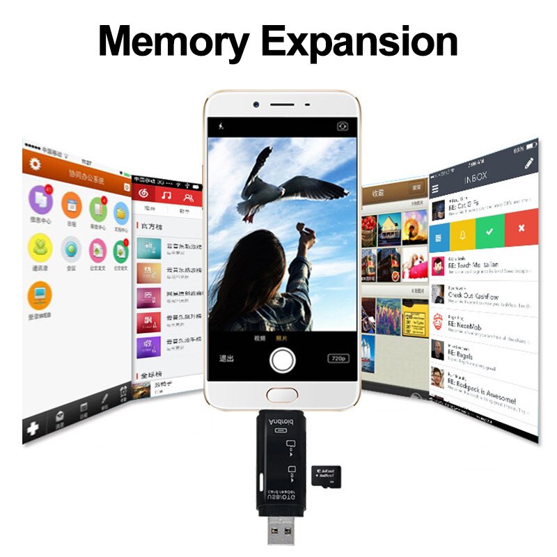 3 in 1Type C en micro USB en USB Kaartlezer USB OTG Hoge Snelheid SD TF Kaart Uitbreiding adapter Voor Android Telefoon Mac Computer
