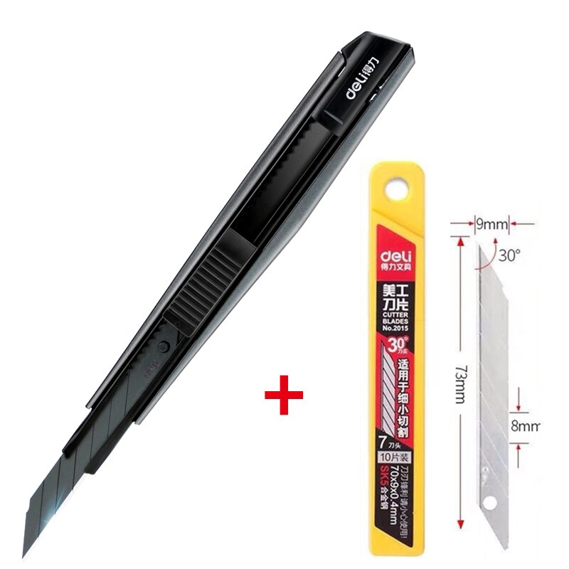 Deli Utility Knife Metal Portable Wallpaper Knife Zinc Alloy Art Paper Cutter Removal Express Knifes Stationery: Knife and blade