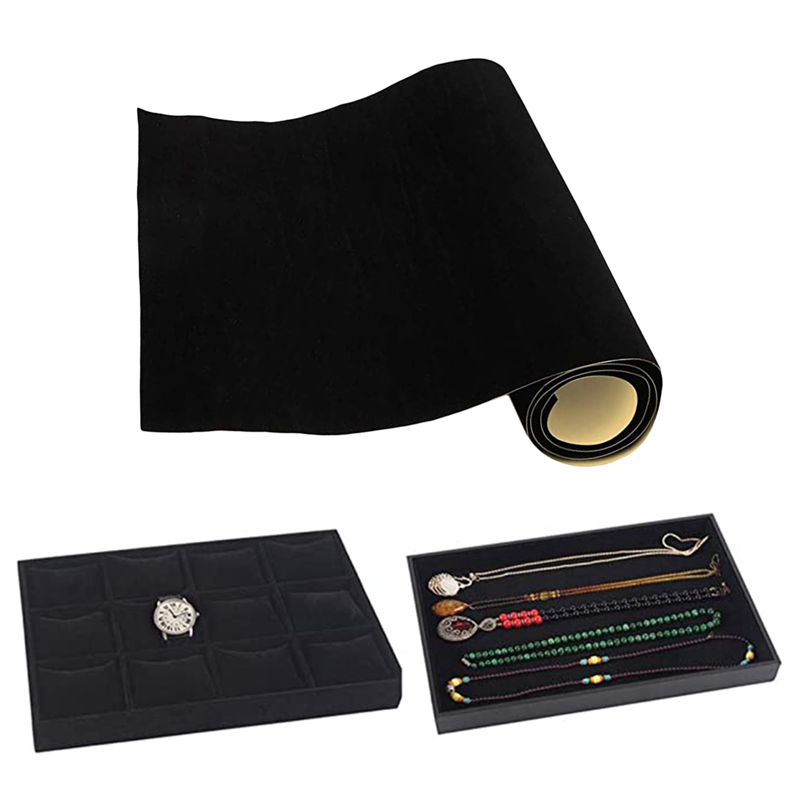 Selbst Klebe Samt Beflockung Liner, Filz Stoff Klebstoff Blätter für Kunst &Ampere; Handwerk, schmuck Kasten Liner für Schublade, Foto Rahmen: Schwarz