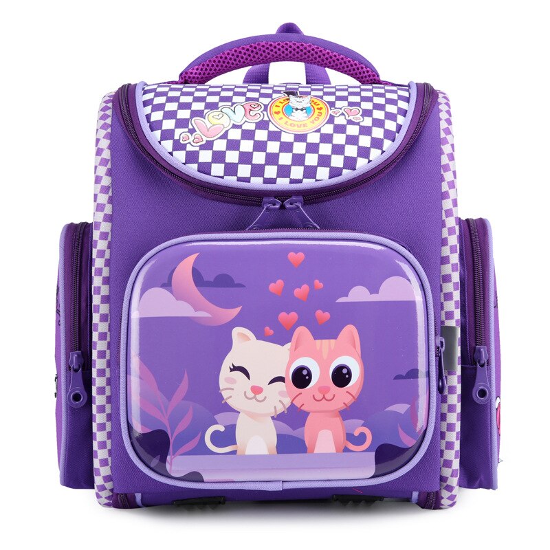 Kids Primary School Backpacks Boys Girls Orthopedic Satchel Children School Bags for Boys Mochila Escolar: cat