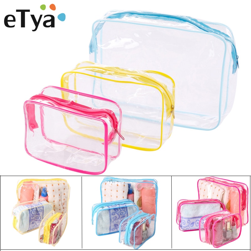 eTya Transparent Cosmetic bag Men Women Makeup bag PVC Clear Travel Make Up Organizer Toiletry Storage Case Bath Wash pouch Tote