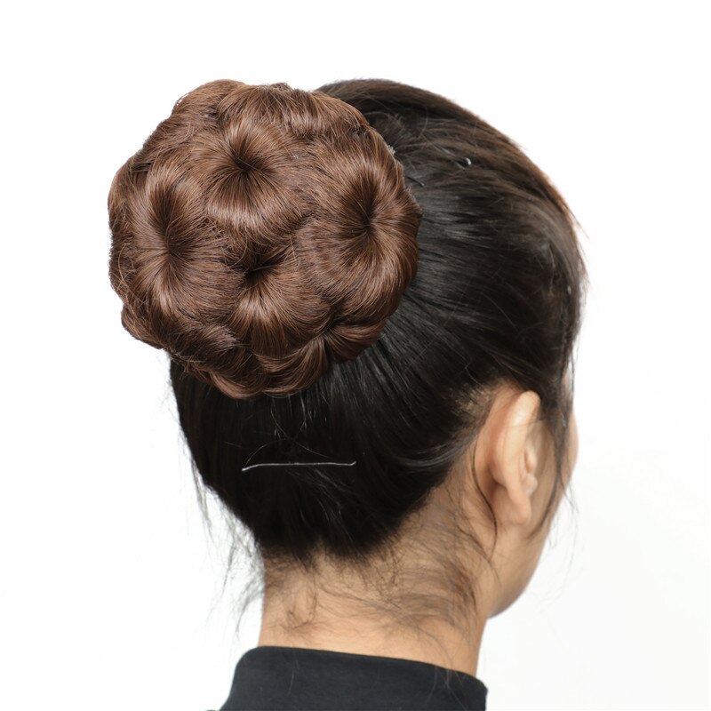 XINRAN Pelo Rizado Chignon moño Donut Clip en el pelo nueve flores pelo mujeres sintético de alta temperatura extensión de fibra Chignon: 1