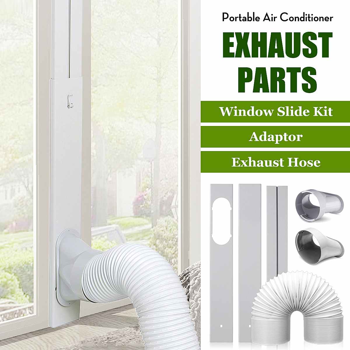 130/190cm Portable Air Conditioner Accessories Adjustable Window Air Seal Auto Lock Air Outlet Exhaust Vent Pipe Hose Connector
