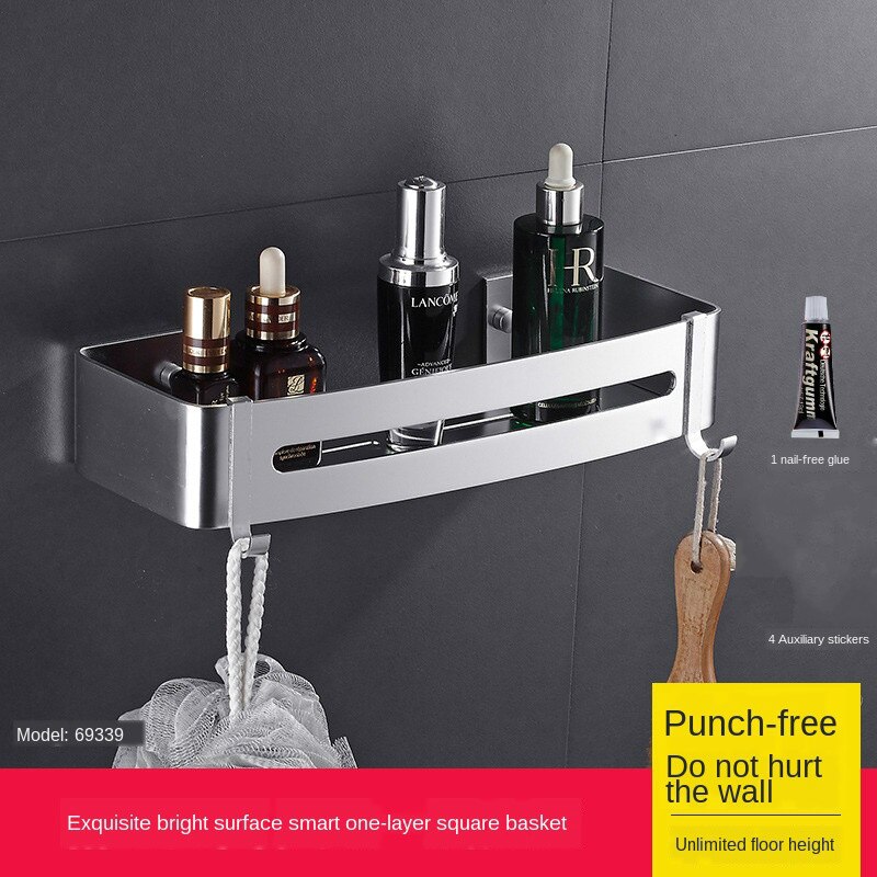 Badkamer Planken Keuken Hoekplank Muur Gemonteerde Aluminium Zeepbakje Bad Douche Plank Bad Shampoo Houder Wandmodel: 1pcs B silver