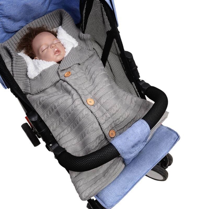 1-2 pièces -né bébé Swaddle couverture épaissir poussette tricot sac de nuit enfant en bas âge nourrissons sac de couchage enveloppement pour fille garçon