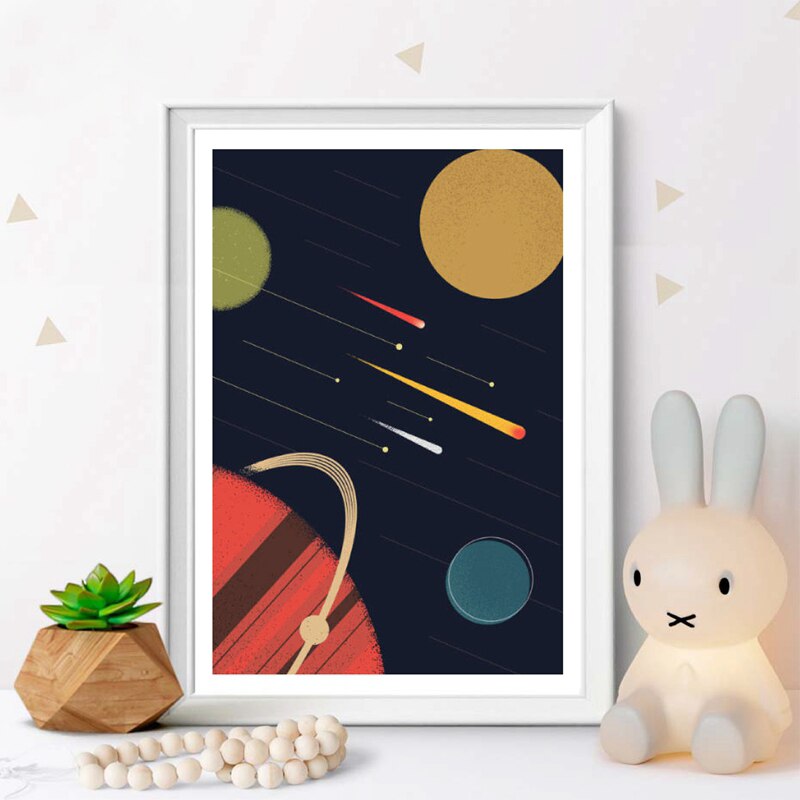 Space Poster Wall Art Canvas Prints , I Need More Space Science Art Outer Space Planets Print Retro poster kraft paper
