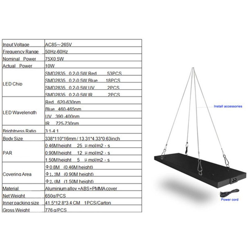 75 Led Plant Groeien Licht Kit Phyto Lamp Groeilicht Fito Lamp Bloem Full Spectrum Voor Indoor Groene Huis Hydro