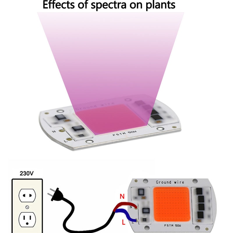 LED COB Chip Led Grow planta luz espectro completo flor lámpara 220V 240V 20W 30W 50W LED Grow lámpara para plantas de interior plántulas crecer