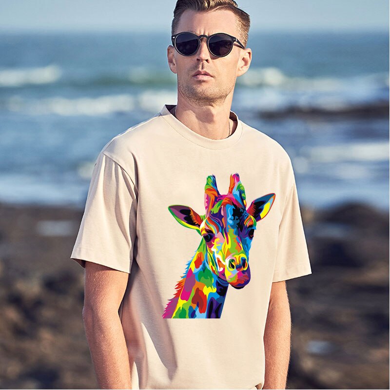 Giraffe diy transfers vinyl hitteoverdracht strijkstickers kleding stickers heren t-shirt thermische patches applicaties voor kleding