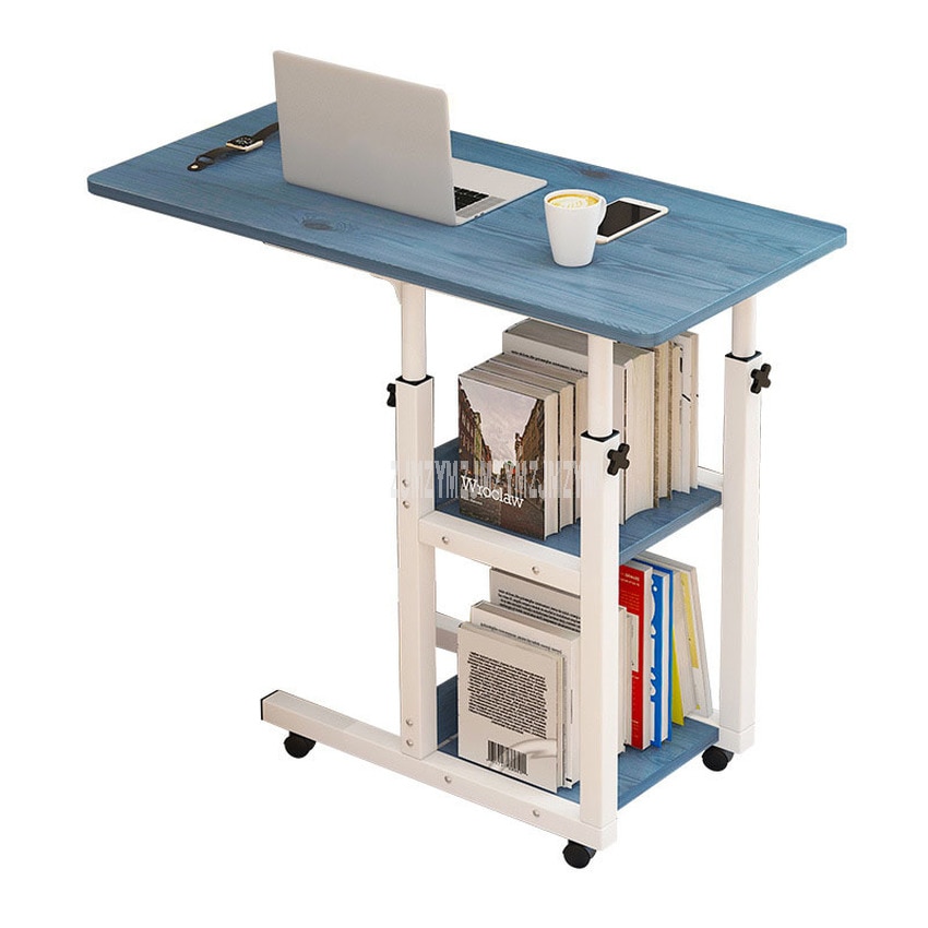 Movable Simple Laptop Table Wood Desktop Height Adjustable Bed Sofa Side Computer Notebook Laptop Desk Table Iron Frame