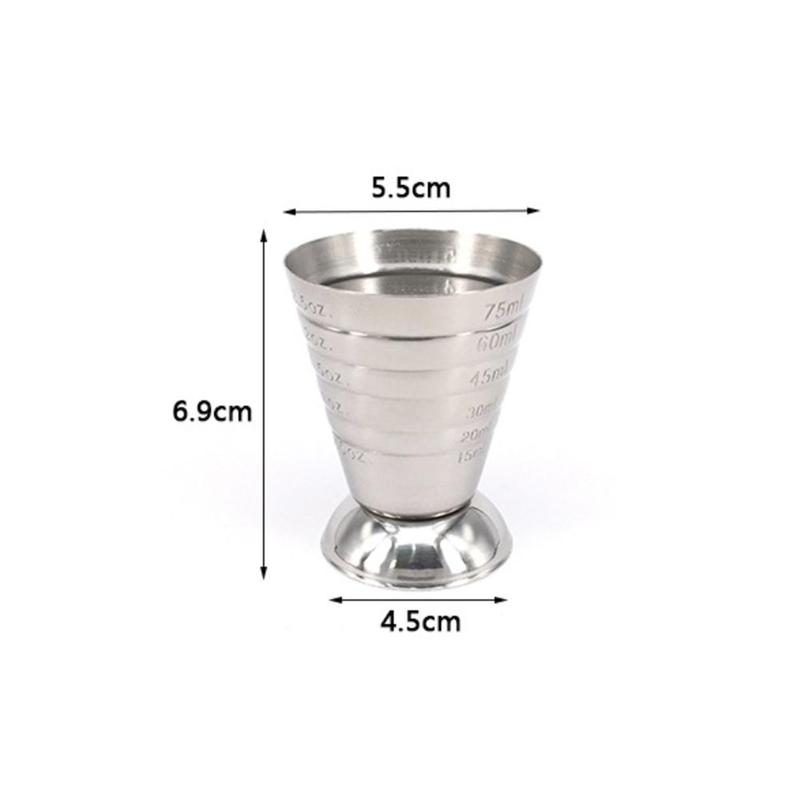 75ml Measuring Shot Cup Ounce Jigger Bar Cocktail Drink Cup Coffee Mixer Measurer Mojito Liquor Mug Stainless Steel Measuri W8C2