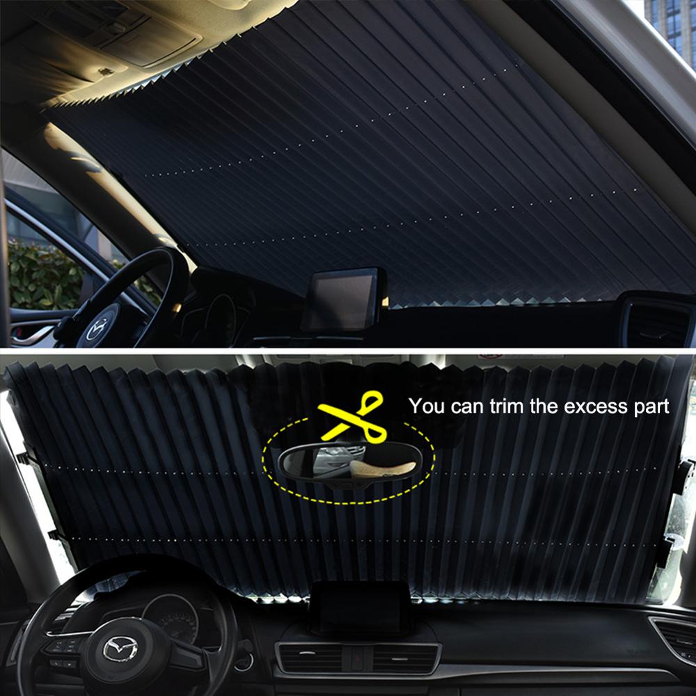 Rideau pare-soleil rétractable pour pare-brise avant et arrière, 45-65 cm, protection anti-UV pour voiture, camion et SUV