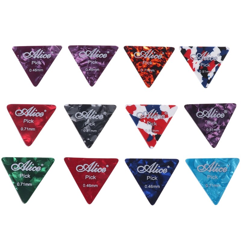 12pcs Celluloid Guitar Picks Big Triangle Pick Strumming Folk 0.46 0.71 0.81mm: Default Title