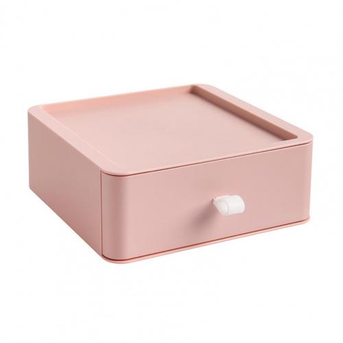 Small Storage Drawer Stackable Top Desktop Organizer Boxes Stationery Storage Rack Makeup Organizer Office Accessories: Pink