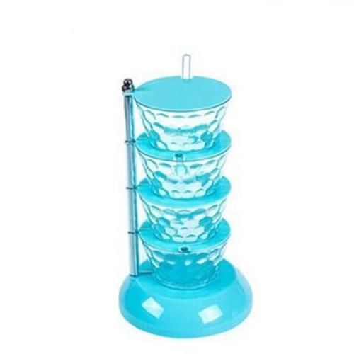 Obrotowe pionowe pudełko robić przypraw akcesoria kuchenne sos ocet Keczup olejowy wielowarstwowy stojak na przyprawy w połączeniu solniczka: niebieski 4 layers